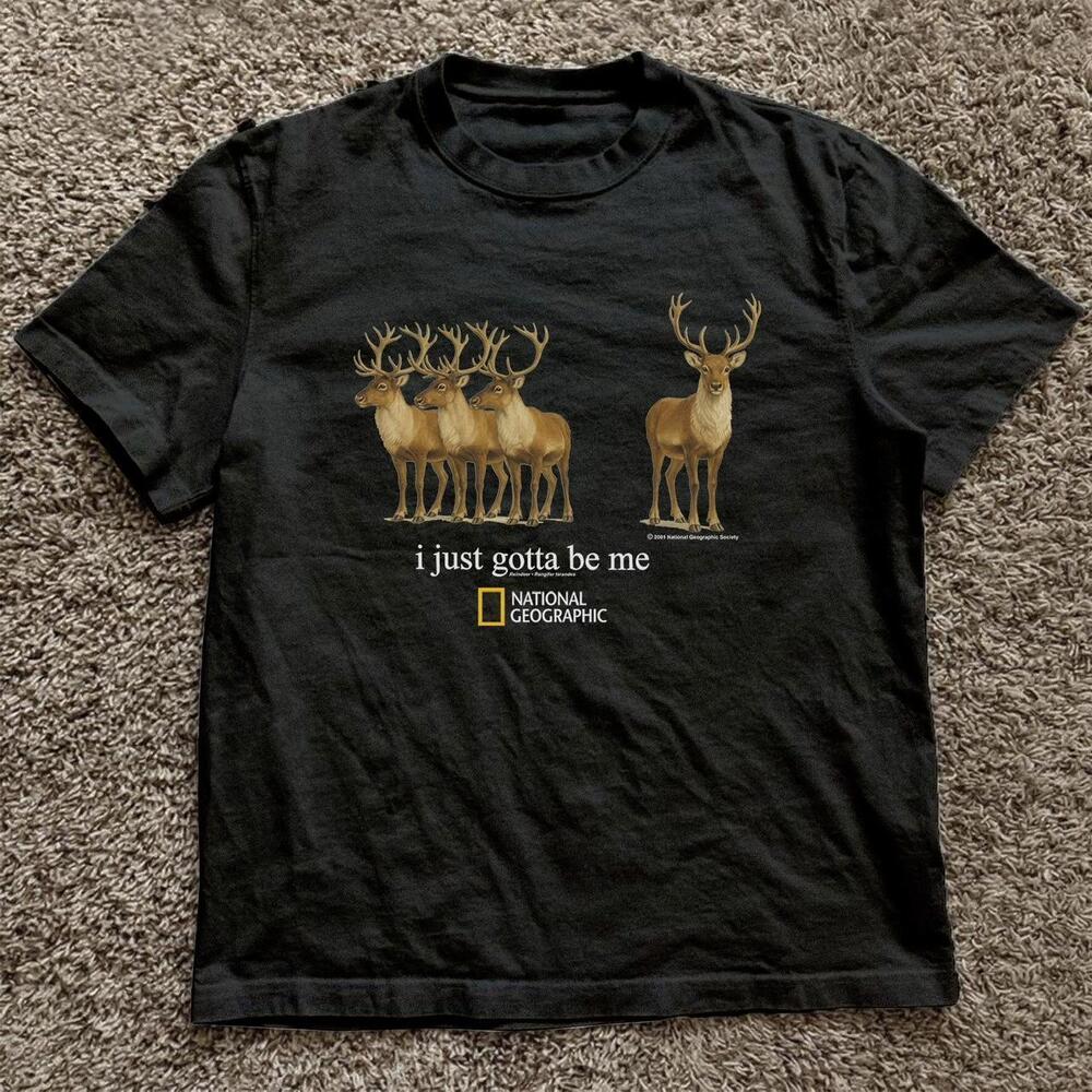 National Geographic With I Just Gotta Be Me Deers Cotton T-Shirt